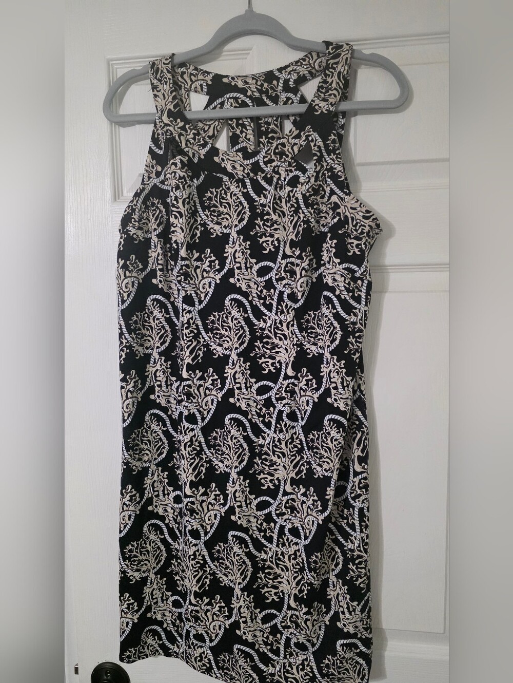 Lulu B Black and White Nautical Patterned Sleeveless Dress